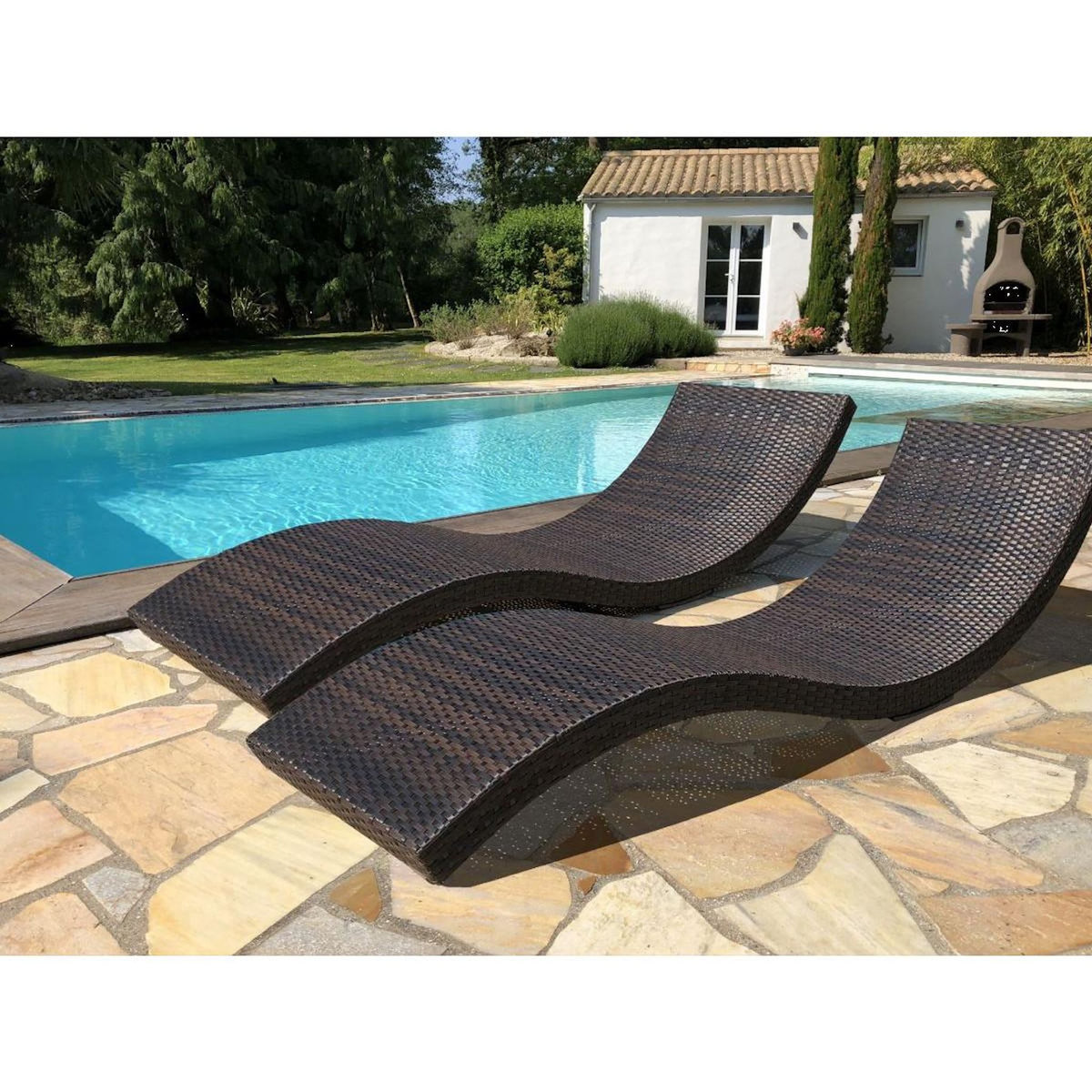 Paris Prix Lot de 2 Bains de Soleil Empilables  Cancun  190cm Chocolat