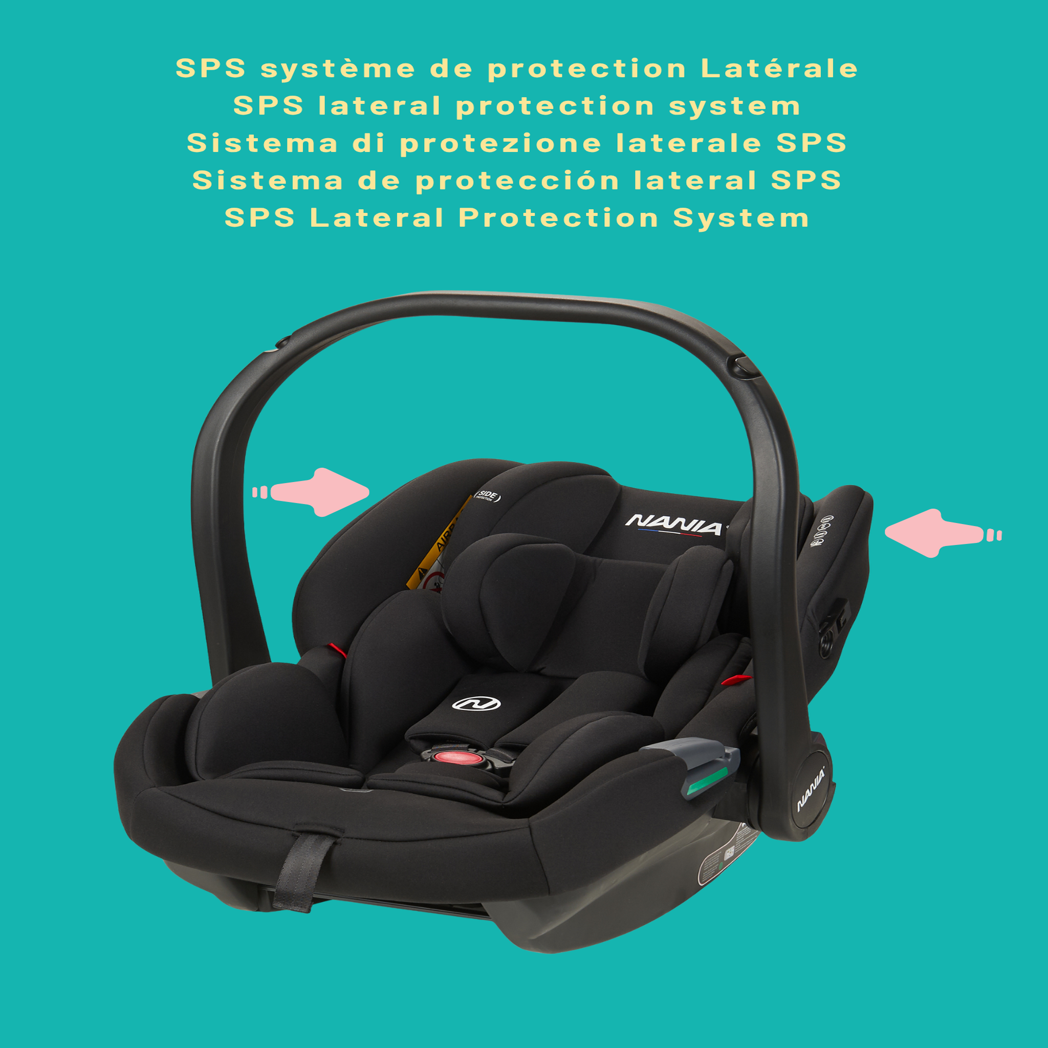 Voir la diapositive 4 : NANIA Siège auto bébé ceinturé NANIA Rimini 40-87 cm R129 i-Size –dès la naissance à 13 kg Protection Latérale -insert lombaire et de réduction+ Base isofix