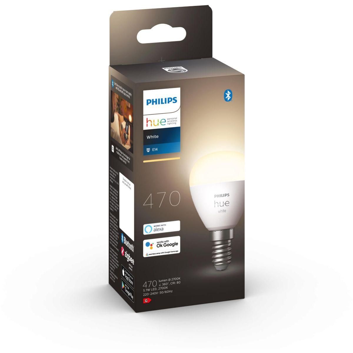 Philips Ampoule LED connectée HUE White E14 Sphérique