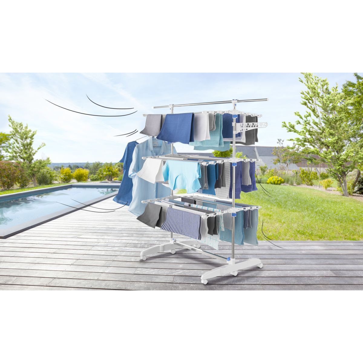 Idomya E. Séchoir Magnum 3 niveaux pieds larges - 29m d'étendage