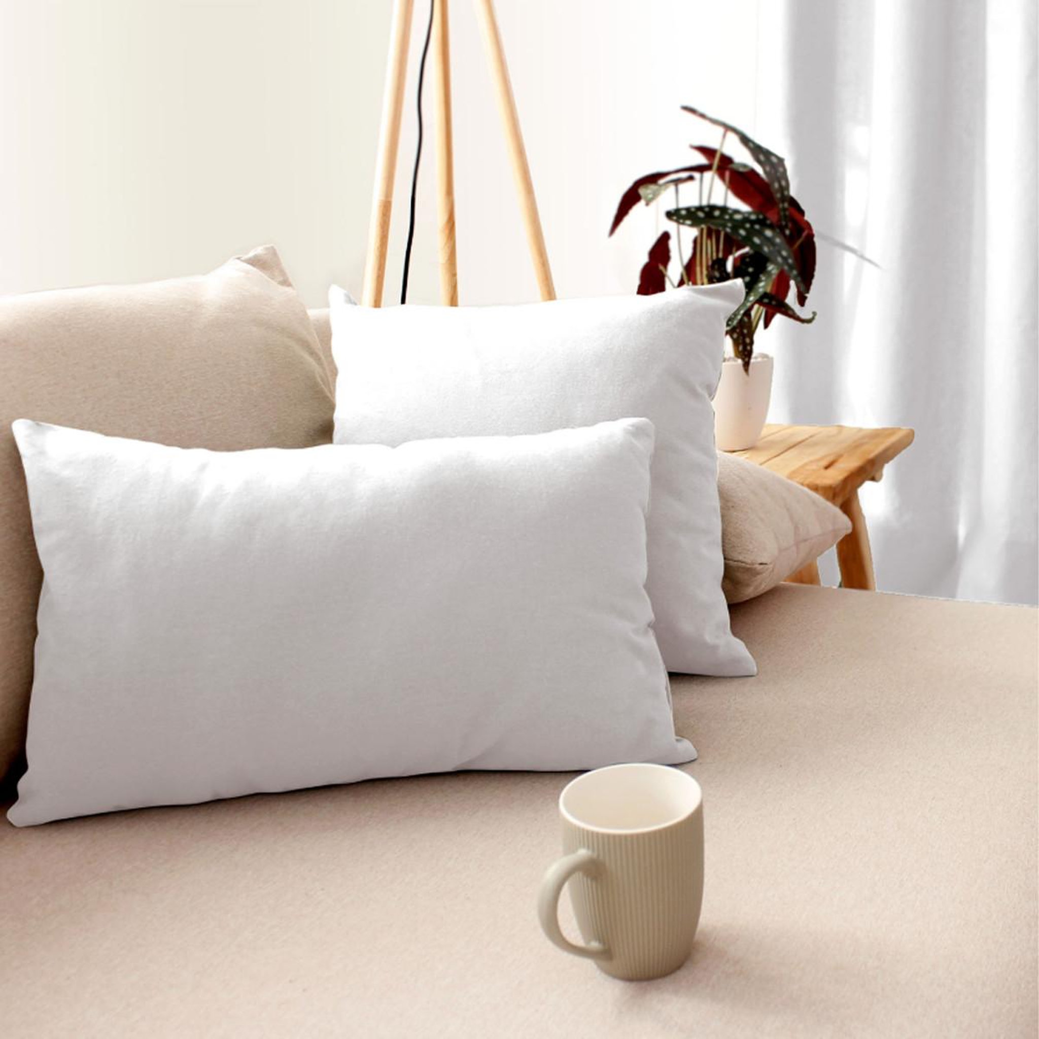 Voir la diapositive 2 : ENJOY HOME Coussin déco uni déhoussable  panama  40x40cm blanc
