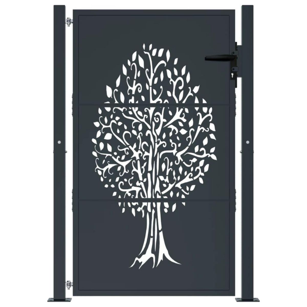 VIDAXL Portail de jardin anthracite 105x130cm acier conception d'arbre