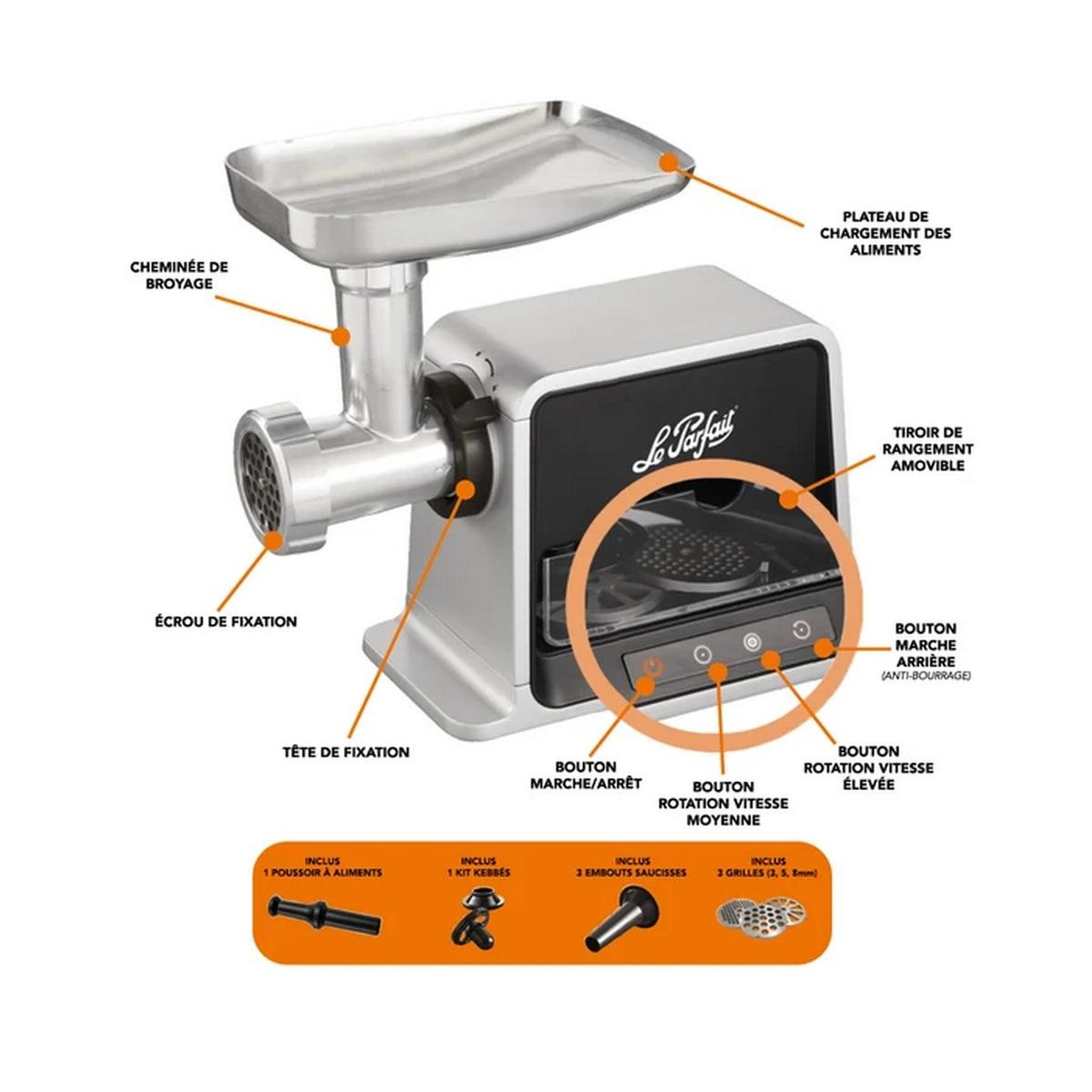 Voir la diapositive 5 : Le parfait Hachoir à viande électrique n°10 2000w - 47114b2
