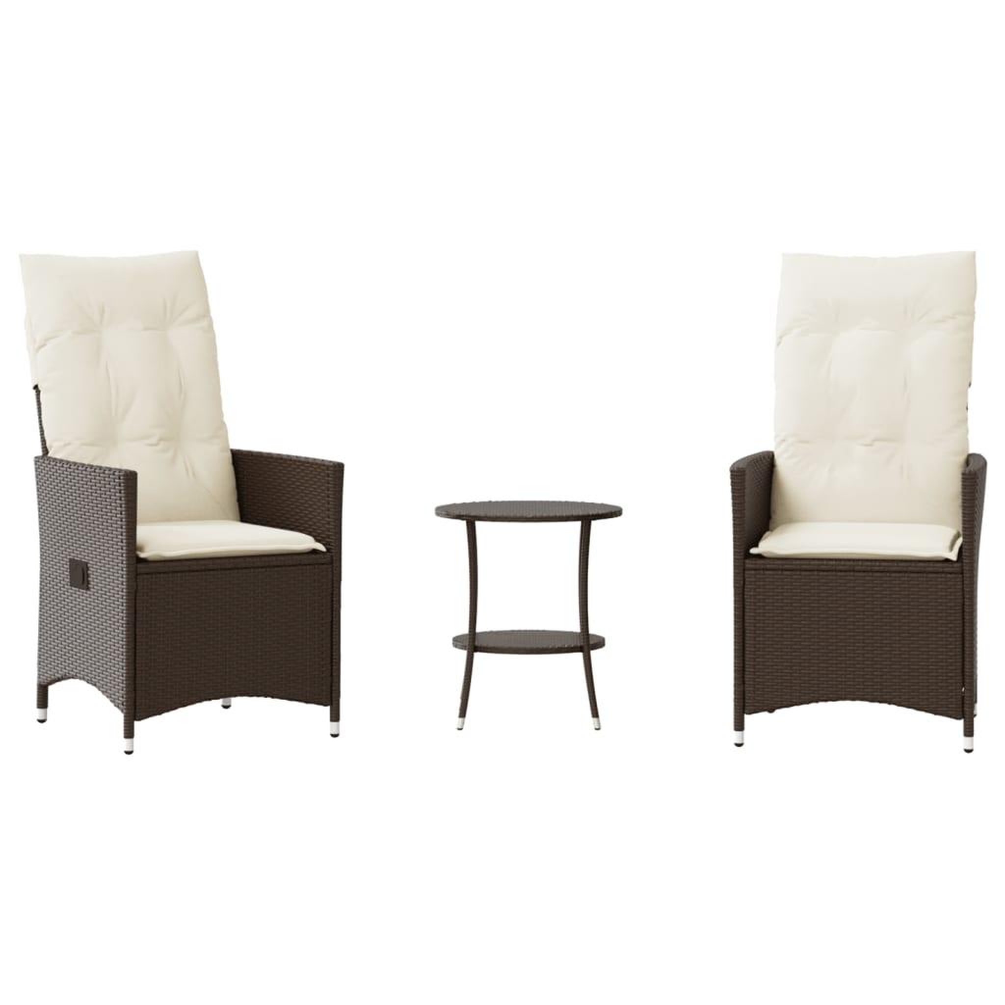 Voir la diapositive 2 : VIDAXL Ensemble de bistro 3 pcs avec coussins marron resine tressee