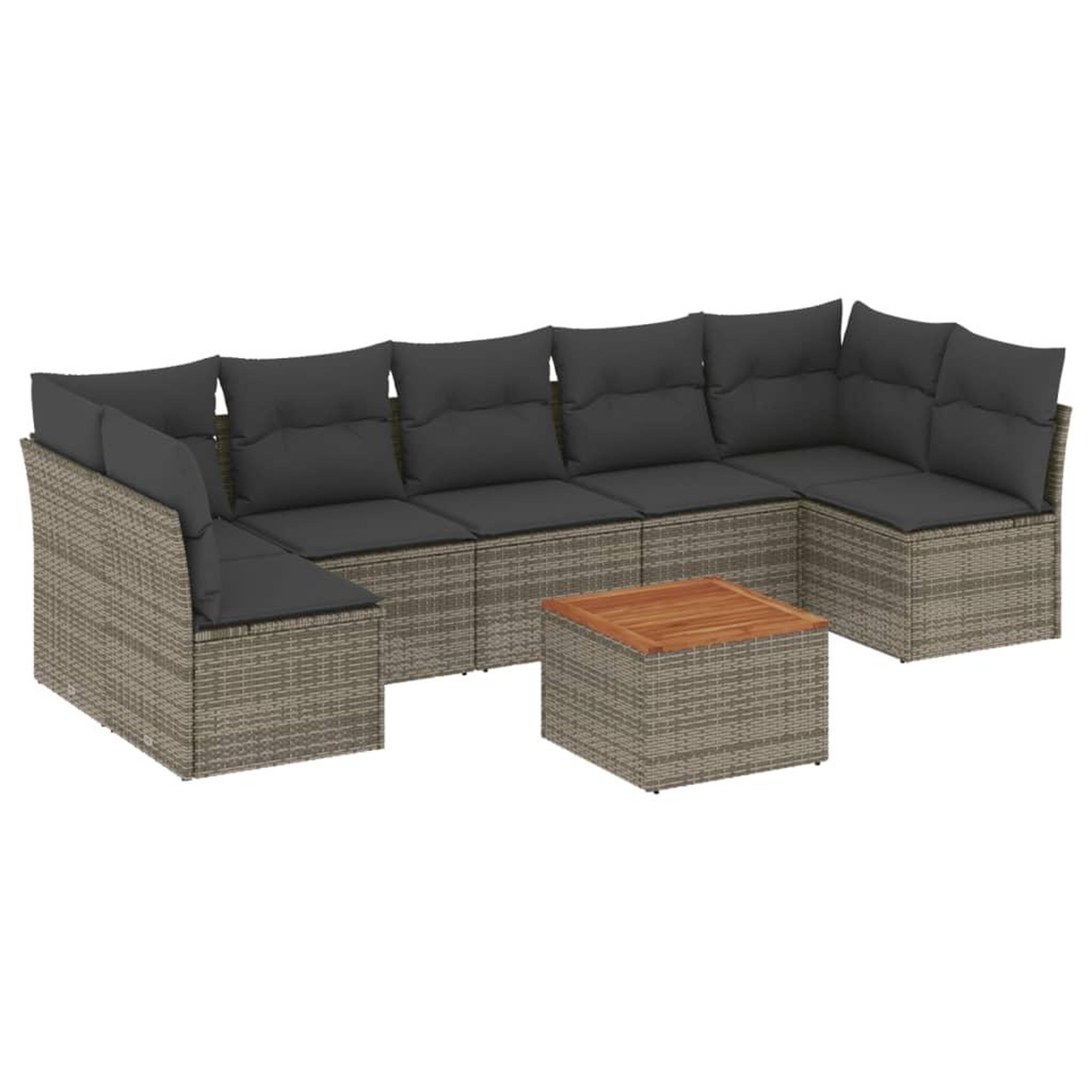 Voir la diapositive 2 : VIDAXL Salon de jardin 8 pcs avec coussins gris resine tressee