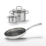 ELO Lot Poêle 28cm Relief Evolution & 2 Faitouts 20/12cm Elo