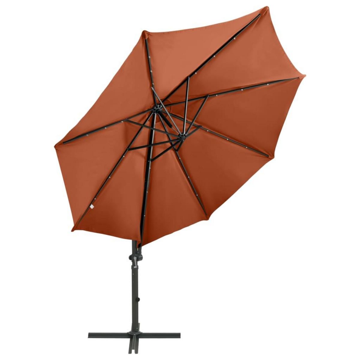 VIDAXL Parasol de jardin en porte-a-faux avec mat et lumieres LED