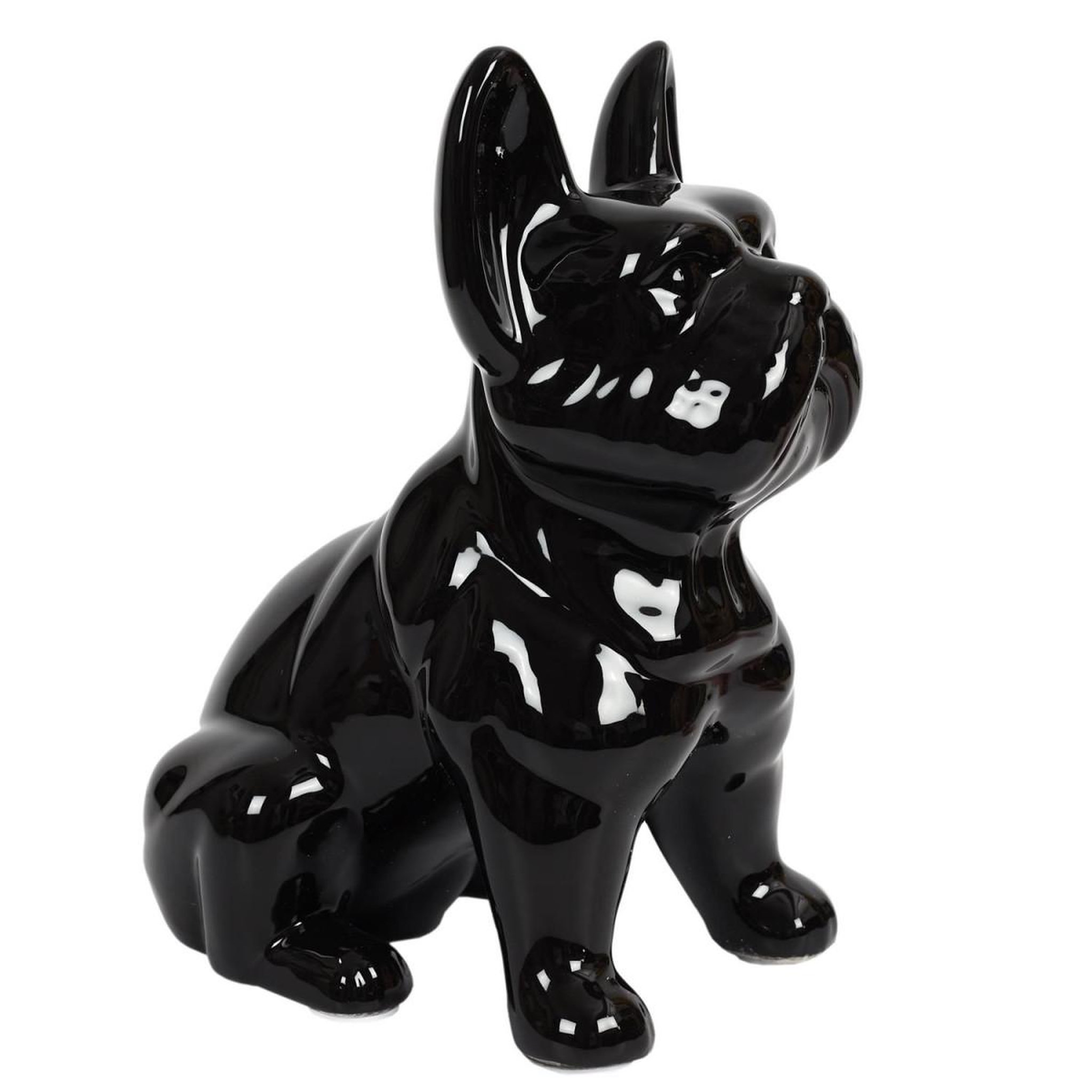 The Home Deco Factory Statuette déco en céramique  bulldog  30cm noir