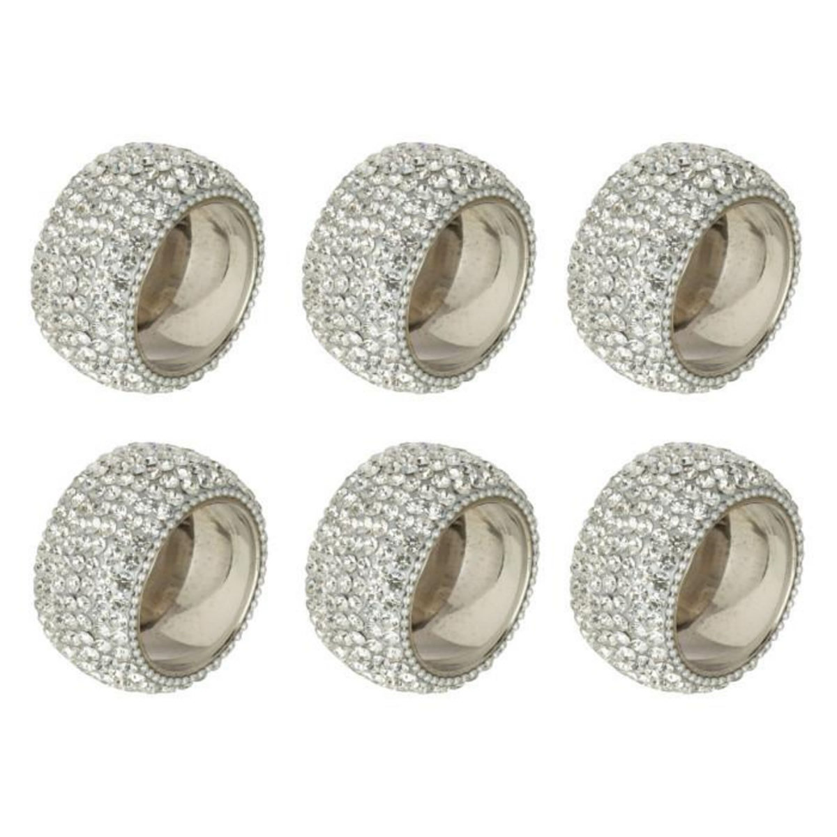 Paris Prix Lot de 6 Ronds de Serviette  Diamant  6cm Argent
