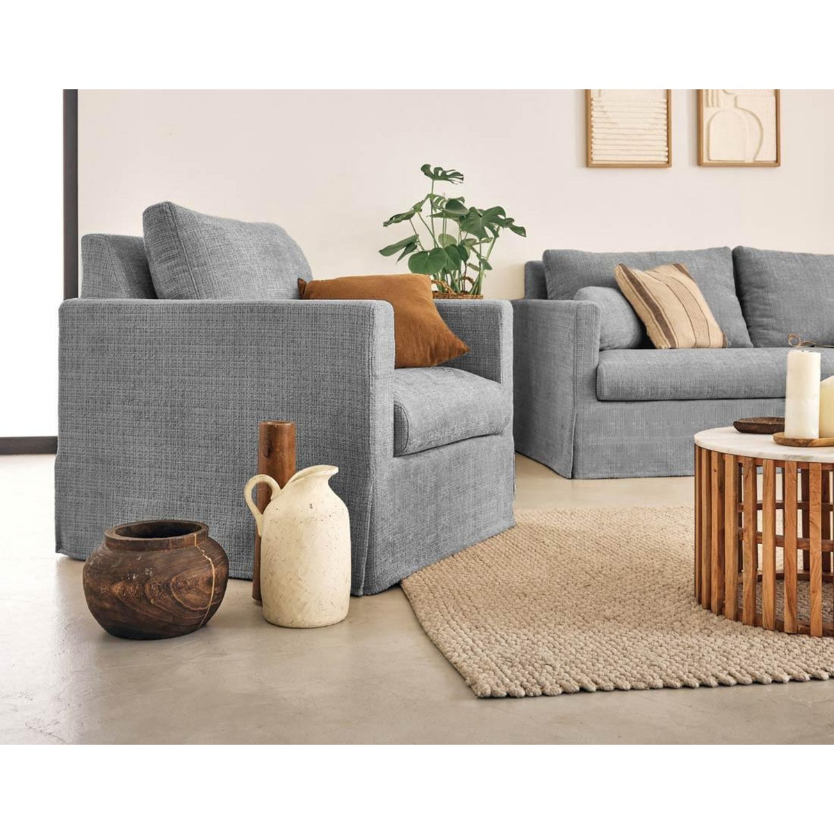 LISA DESIGN Serena - fauteuil déhoussable en velours texturé