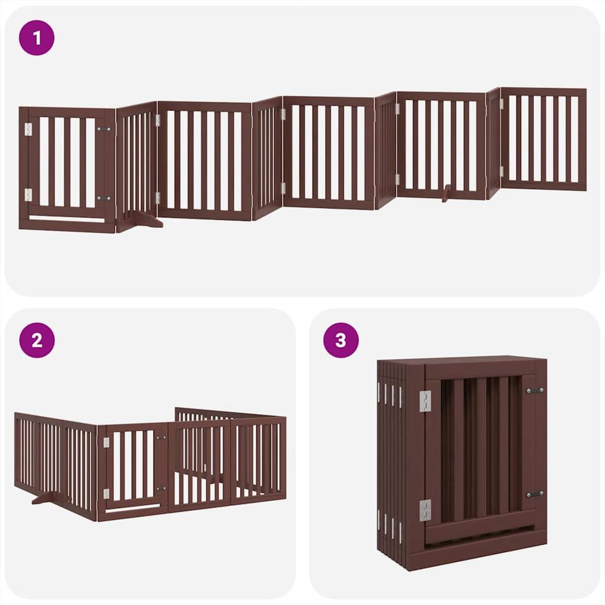 Voir la diapositive 5 : VIDAXL Barriere pour chien porte pliable 9 panneaux bois de peuplier