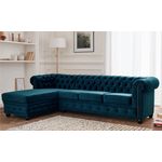 LISA DESIGN William - canapé chesterfield d'angle gauche - 4 places - en velours. Coloris disponibles : Bleu, Jaune, Vert, Gris