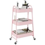 VIDAXL Chariot de rangement a 3 niveaux rose 42x41,5x77 cm acier