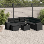 VIDAXL Salon de jardin 8 pcs avec coussins noir resine tressee