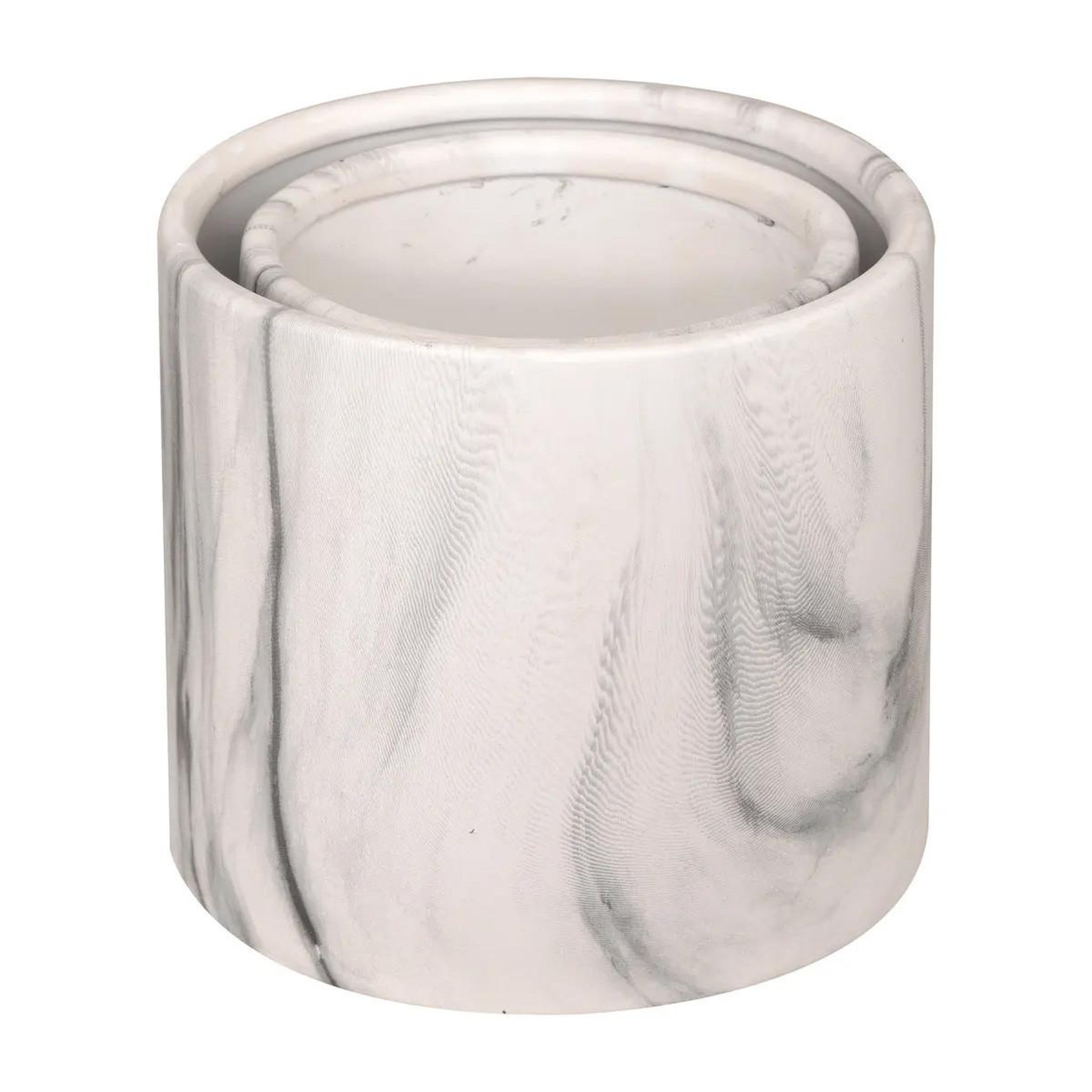 Voir la diapositive 2 : ATMOSPHERA Lot de 2 cache-pots  effet marbre  14cm noir & blanc