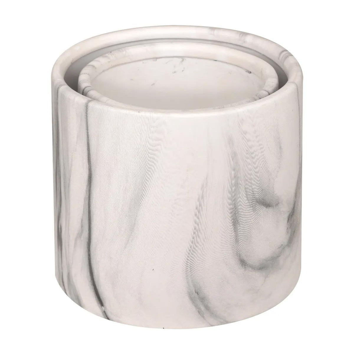 ATMOSPHERA Lot de 2 Cache-Pots  Effet Marbre  14cm Noir & Blanc