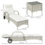 Voir la diapositive 3 : OUTSUNNY Lot de 2 bains de soleil inclinables tout confort avec table d'appoint résine tressée crème