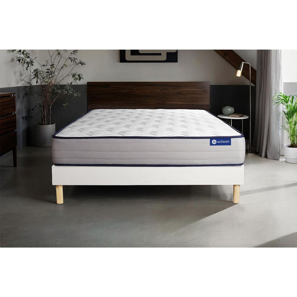 ACTISOM Ensemble matelas Latex et Mémoire de forme ACTILATEX FORM 160x200 cm 5zones de confort + sommier KIT blanc
