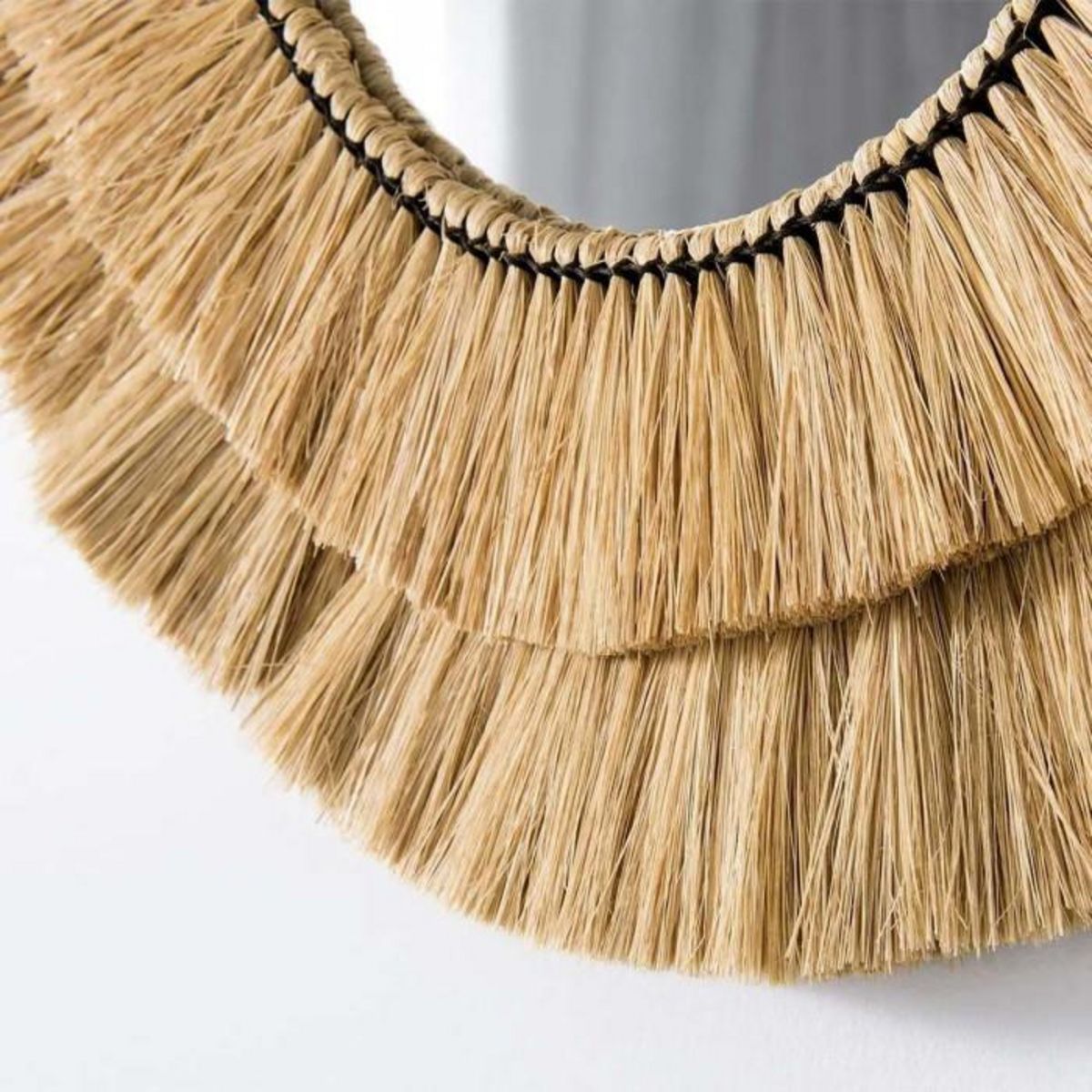 ATMOSPHERA Miroir Mural en Raphia Déco  Alba  57cm Beige