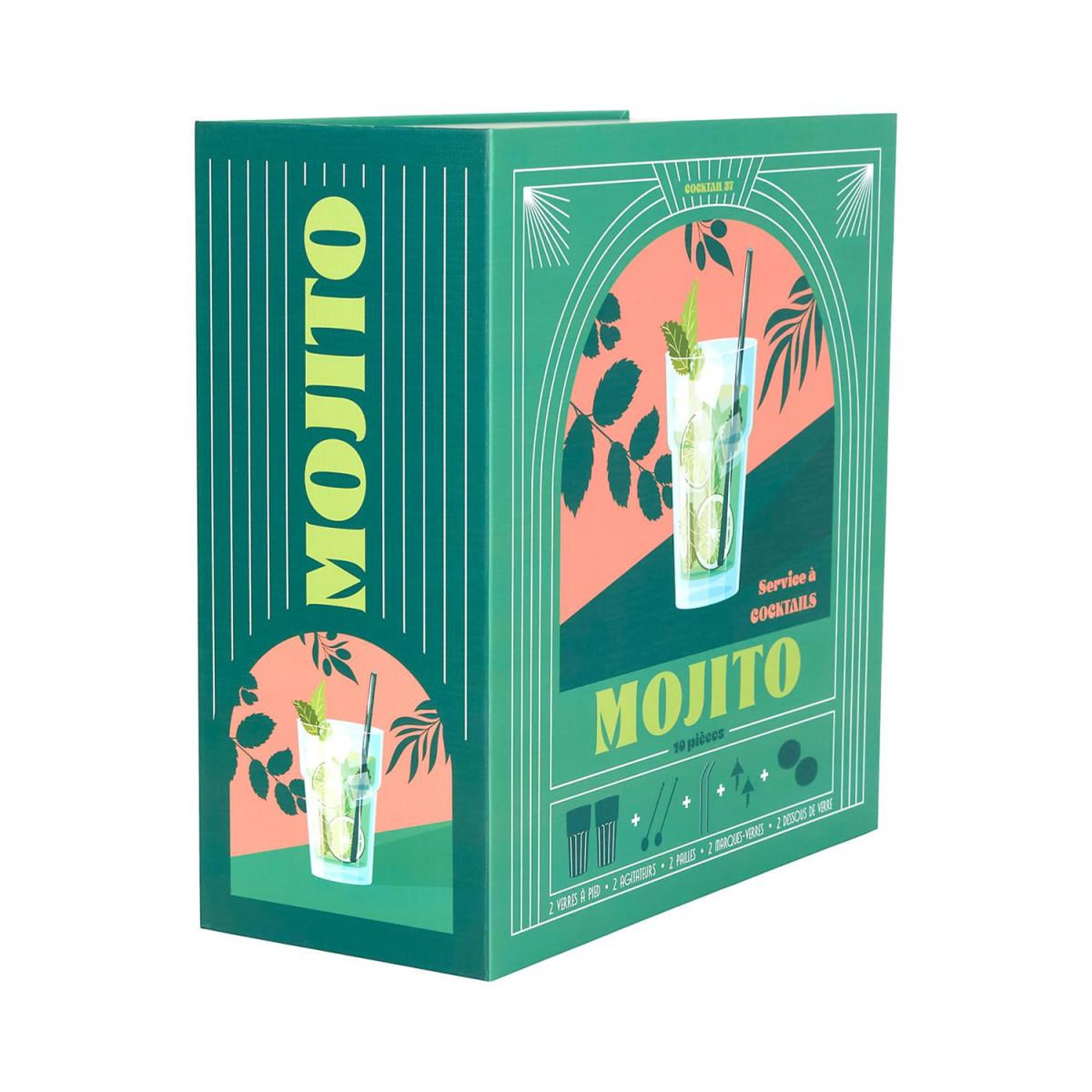 COOK CONCEPT Coffret cocktail 10 pièces  mojito  12cm vert