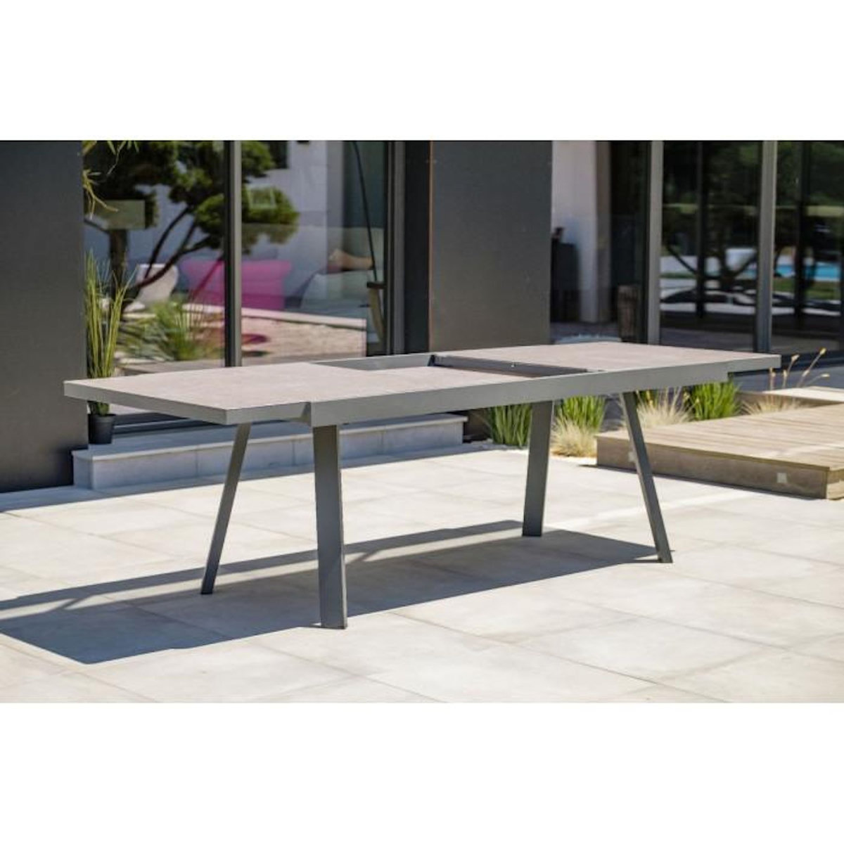Paris Prix Ensemble Table de Jardin en Céramique 6 Chaises & 2 Fauteuils  Stockholm  200-300cm Gris Anthracite