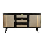 Rendez vous déco Buffet noir 2 portes 3 tiroirs en bois de manguier et cannage-Wendy