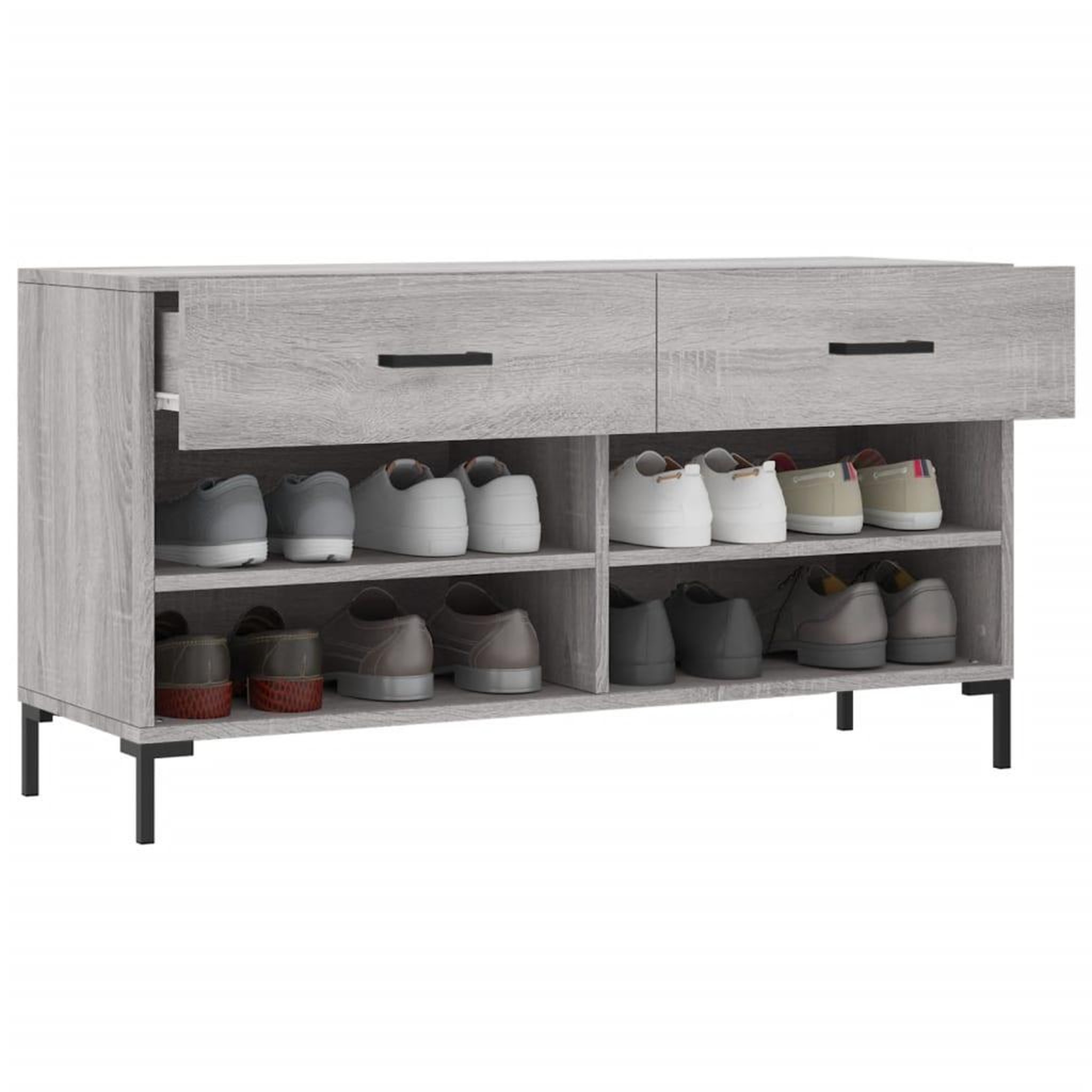 Voir la diapositive 4 : VIDAXL Banc a chaussures sonoma gris 102x35x55 cm bois d'ingenierie