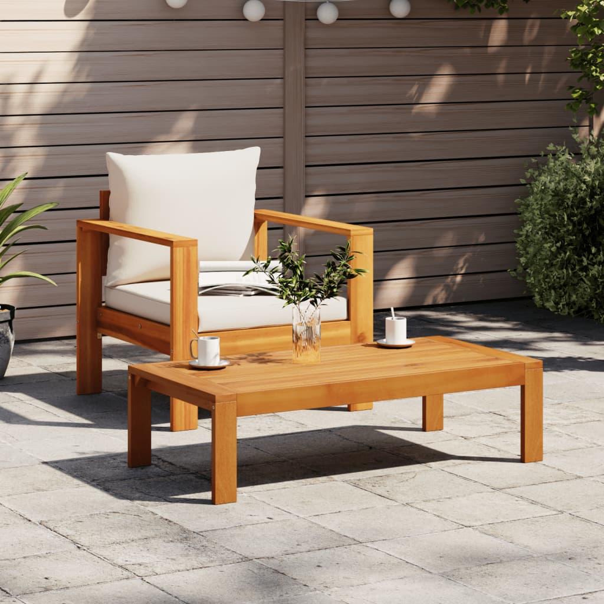 Voir la diapositive 3 : VIDAXL Chaise de jardin avec coussins bois massif d'acacia