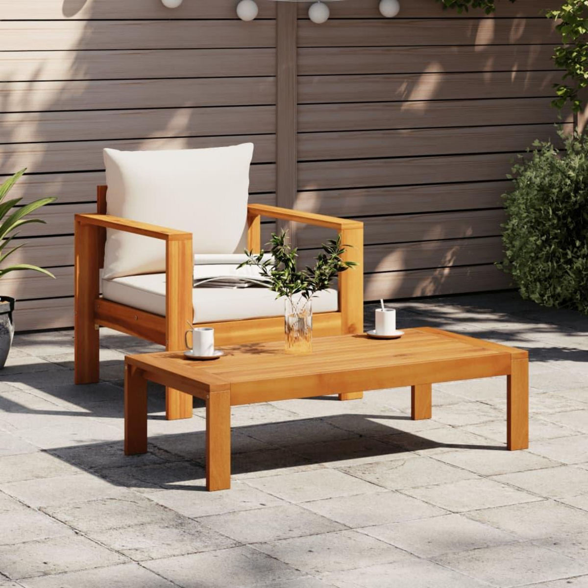 VIDAXL Chaise de jardin avec coussins bois massif d'acacia