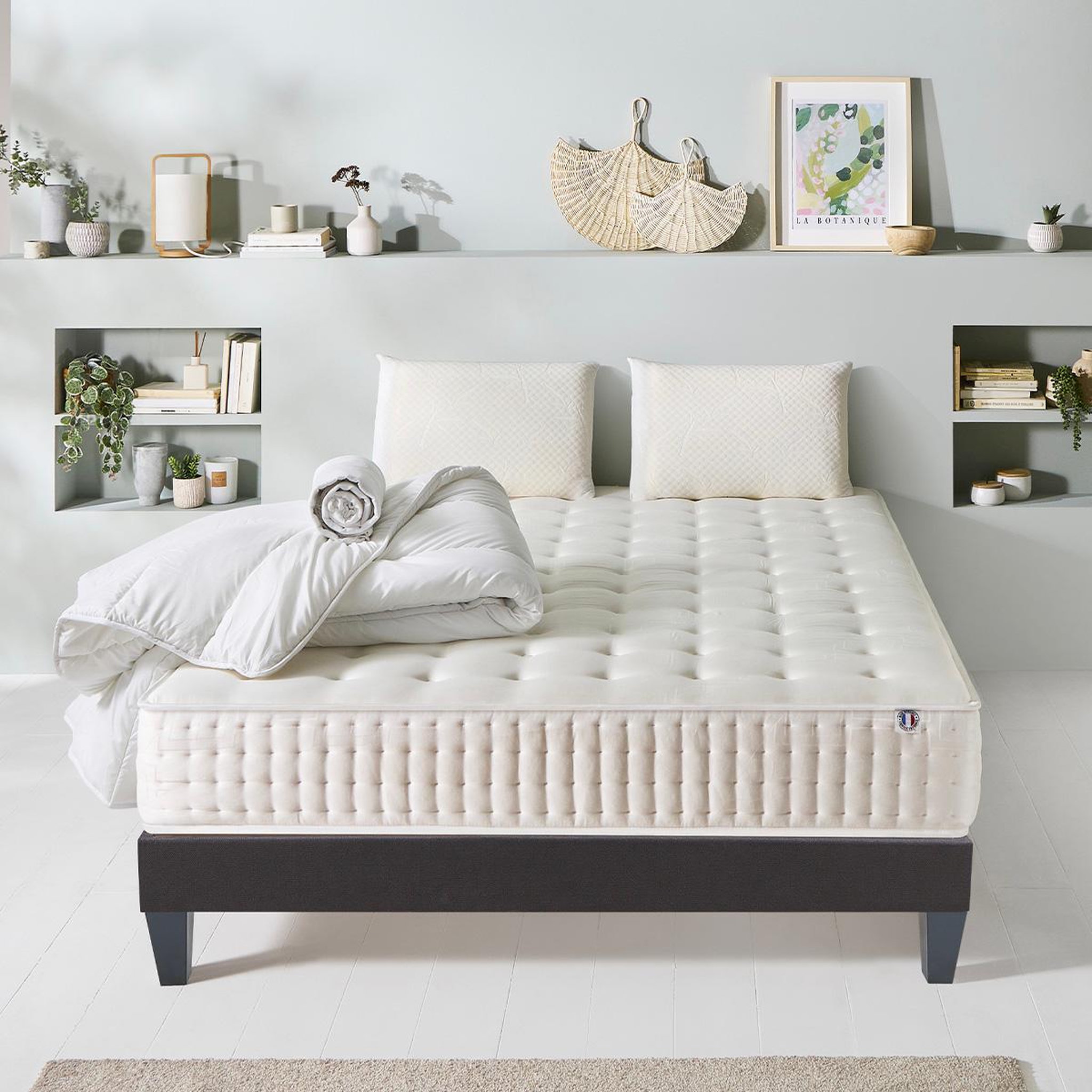 Voir la diapositive 2 : OLYMPE LITERIE Olympe literie | pack prêt à dormir apollon | matelas mémoire de forme + sommier + accessoires