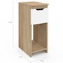 Voir la diapositive 4 : ID MARKET Lot de 2 tables de chevet ANOUK 1 tiroir avec niche bois façon hêtre et blanc