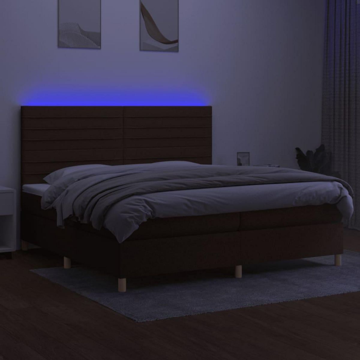 VIDAXL Sommier a lattes de lit matelas et LED Marron fonce 200x200 cm