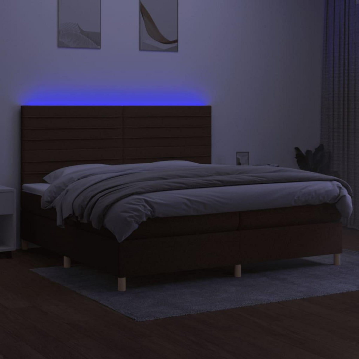 VIDAXL Sommier a lattes de lit matelas et LED Marron fonce 200x200 cm