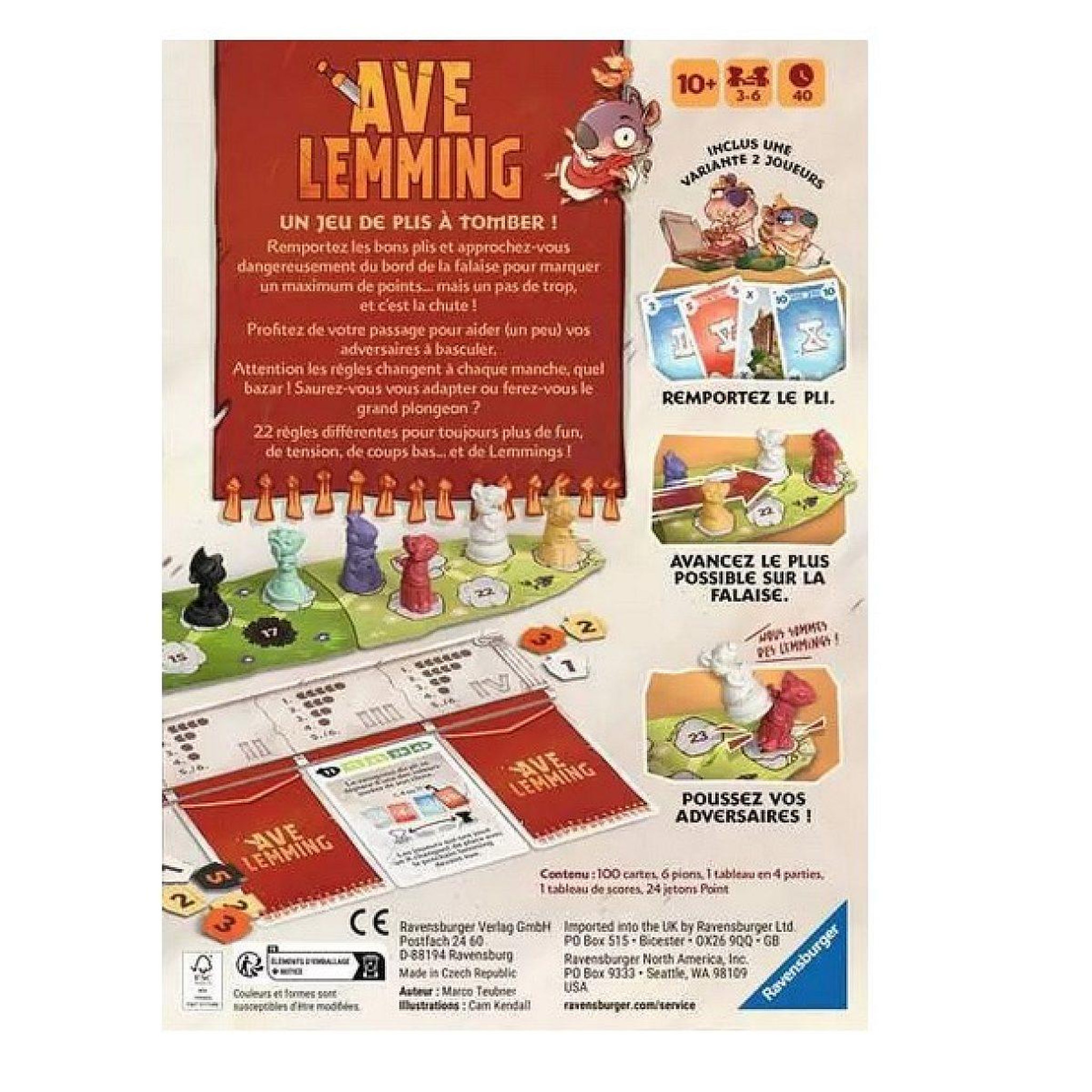 Voir la diapositive 2 : RAVENSBURGER Jeu Ave Lemming - Jeu de plis