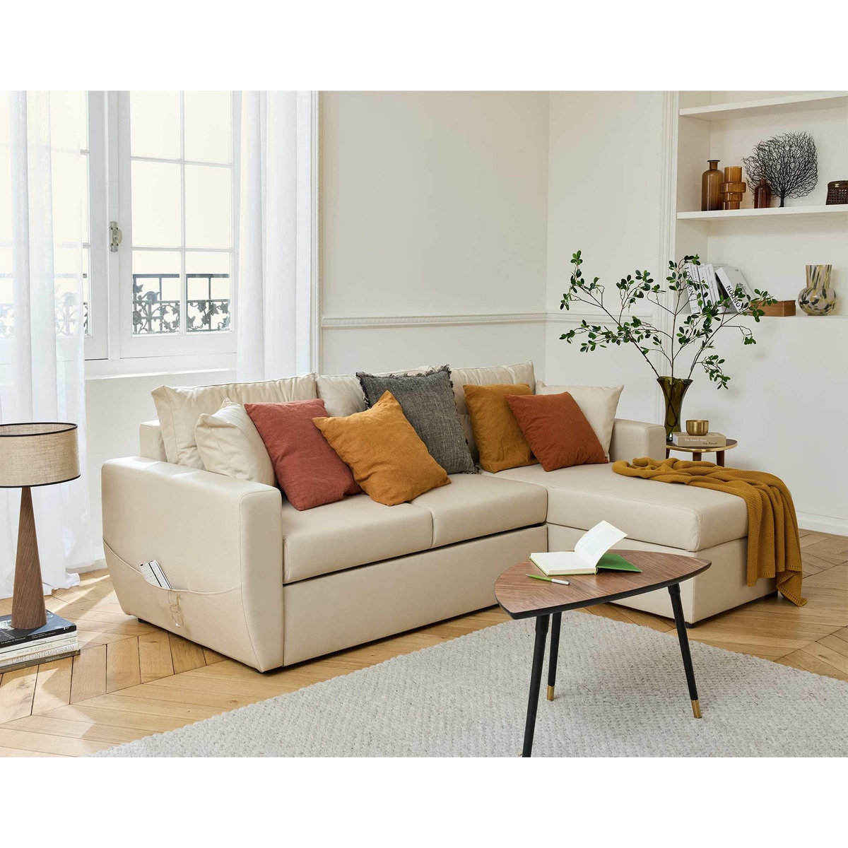 BEST MOBILIER Astoria - canapé d'angle réversible 4 places - convertible avec coffre - en simili