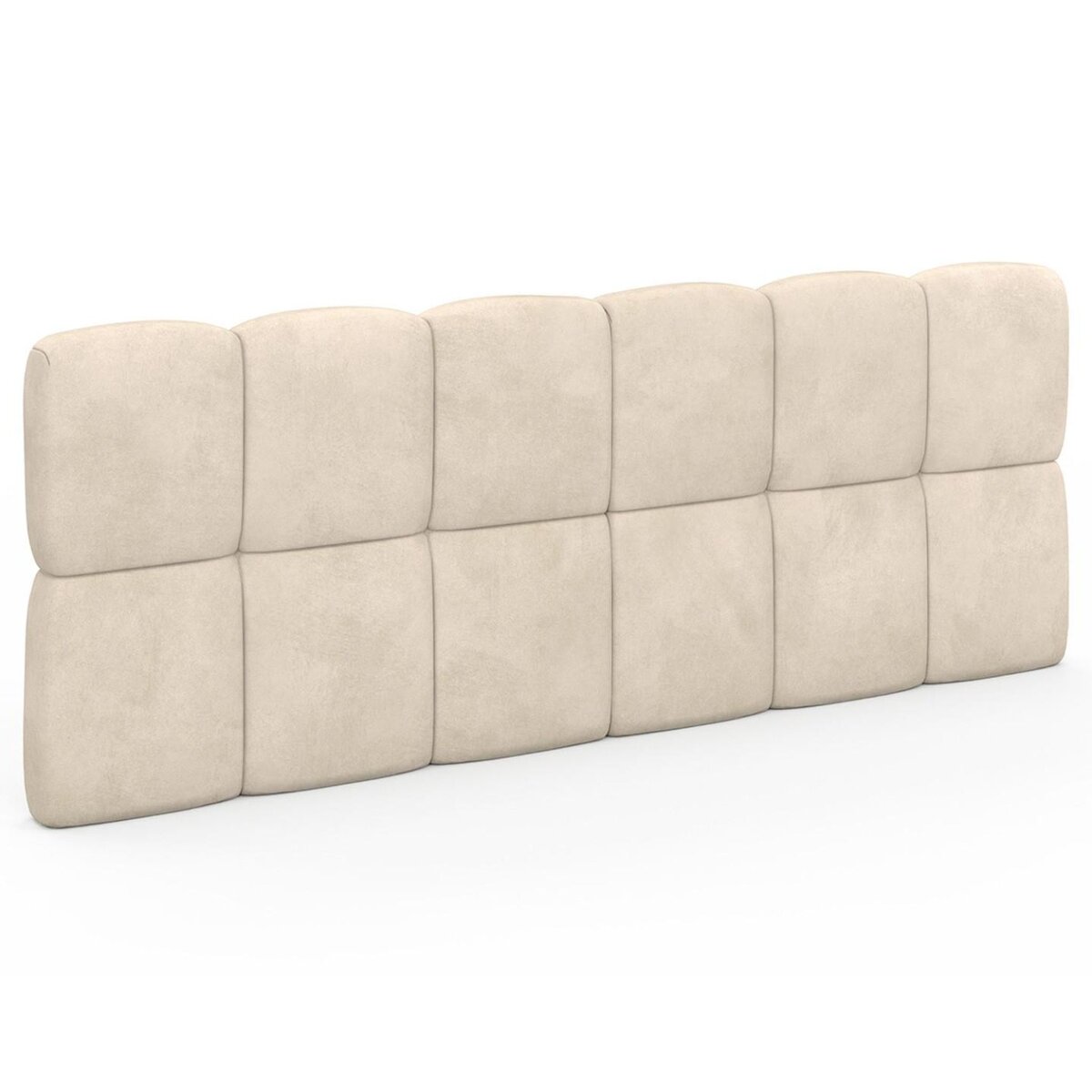 ID MARKET Tête de lit suspendue matelassée NUAGE velours beige 160 cm