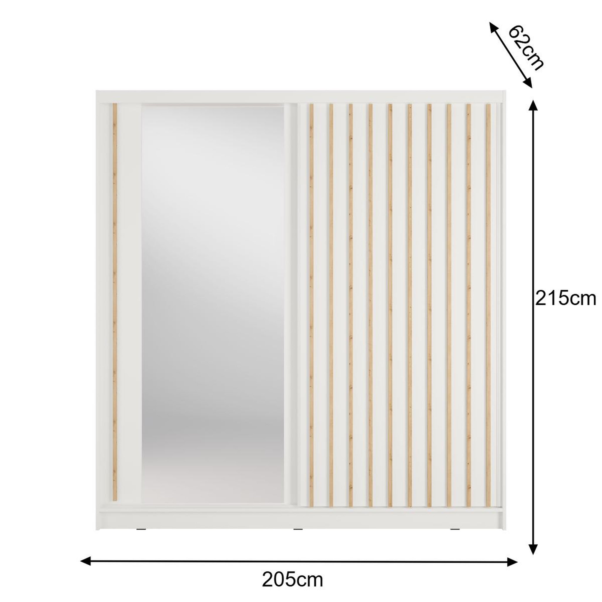 Voir la diapositive 4 : JLC KREATION Armoire dressing coulissant blanc et bois 205cm celia