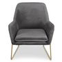 Voir la diapositive 2 : Paris Prix Fauteuil Design en Velours  Baldy  84cm Gris & Or