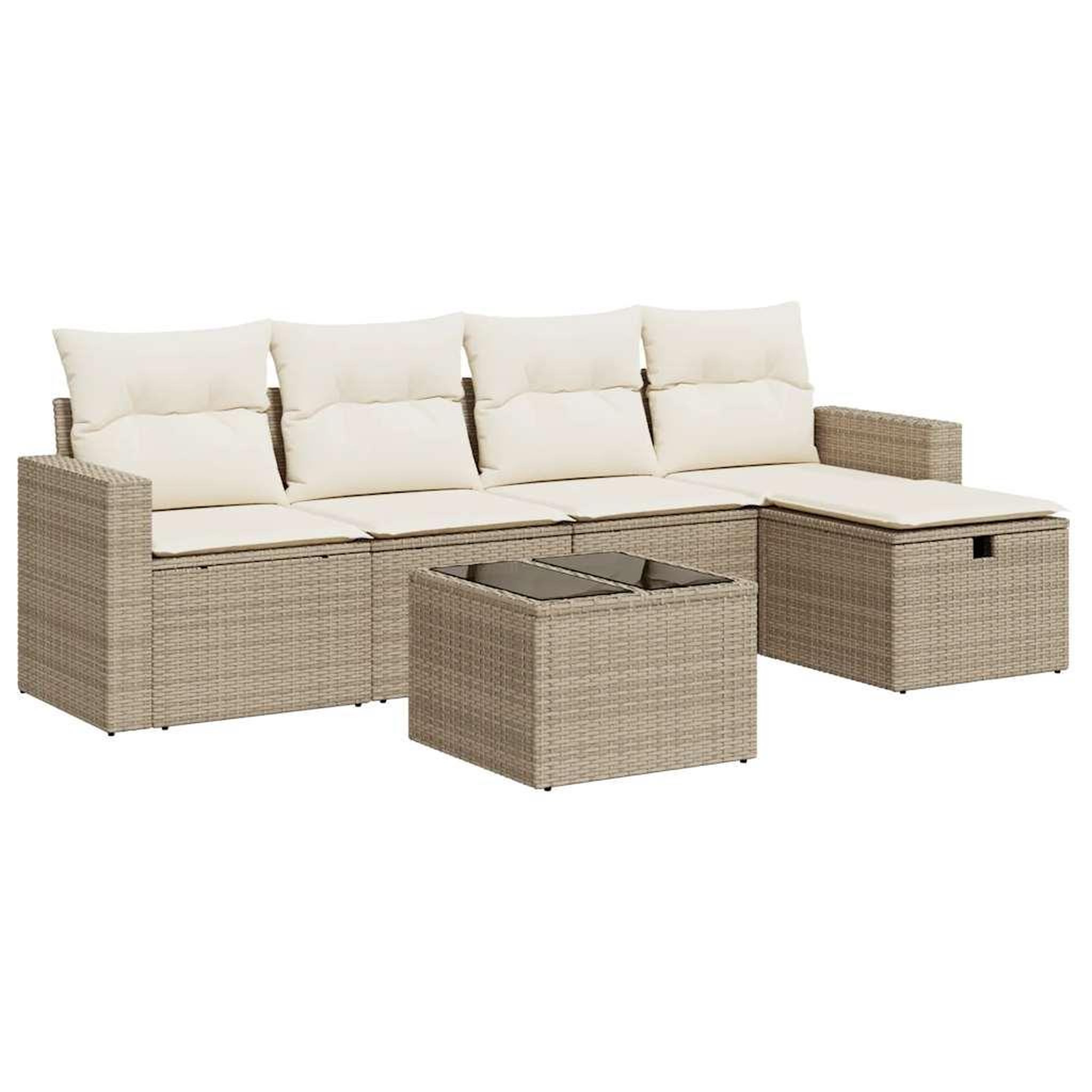 Voir la diapositive 2 : VIDAXL Salon de jardin avec coussins 6 pcs beige resine tressee