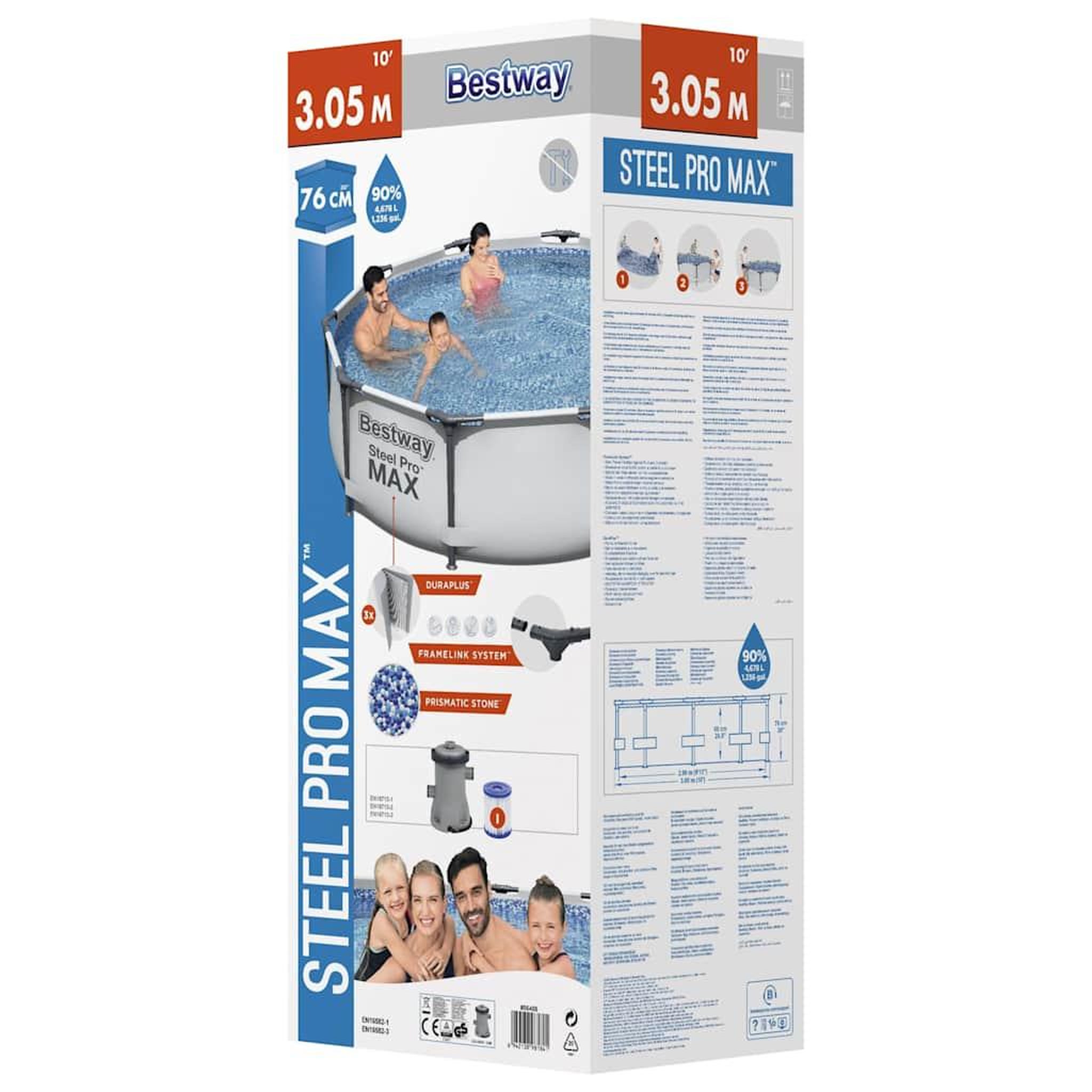 Voir la diapositive 5 : BESTWAY Bestway ensemble de piscine steel pro max 305x76 cm
