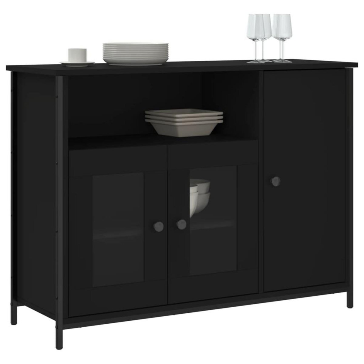 VIDAXL Buffet noir 100x35x75 cm bois d'ingenierie