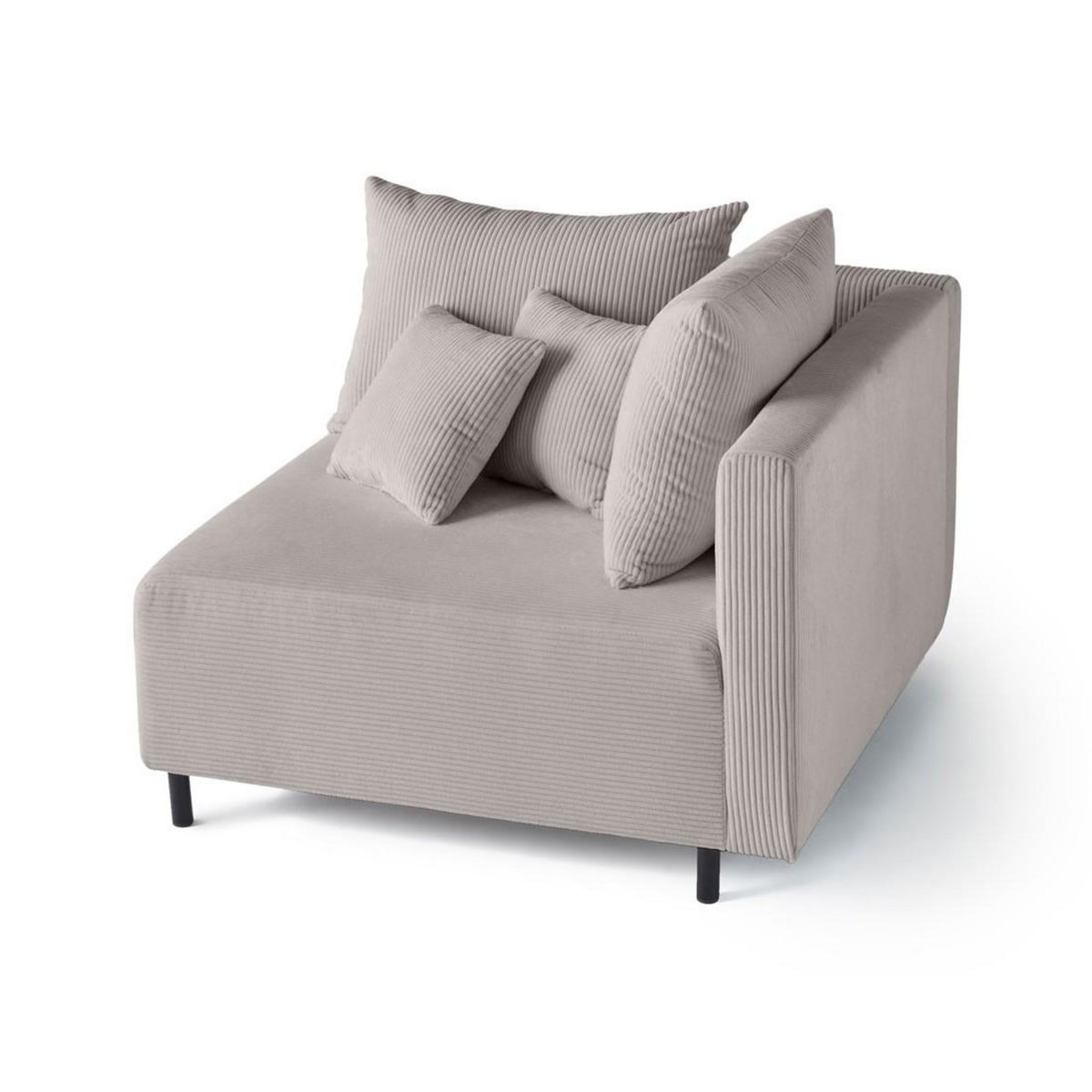 LISA DESIGN Edinburg - module d'assise d'angle droit - en velours côtelé