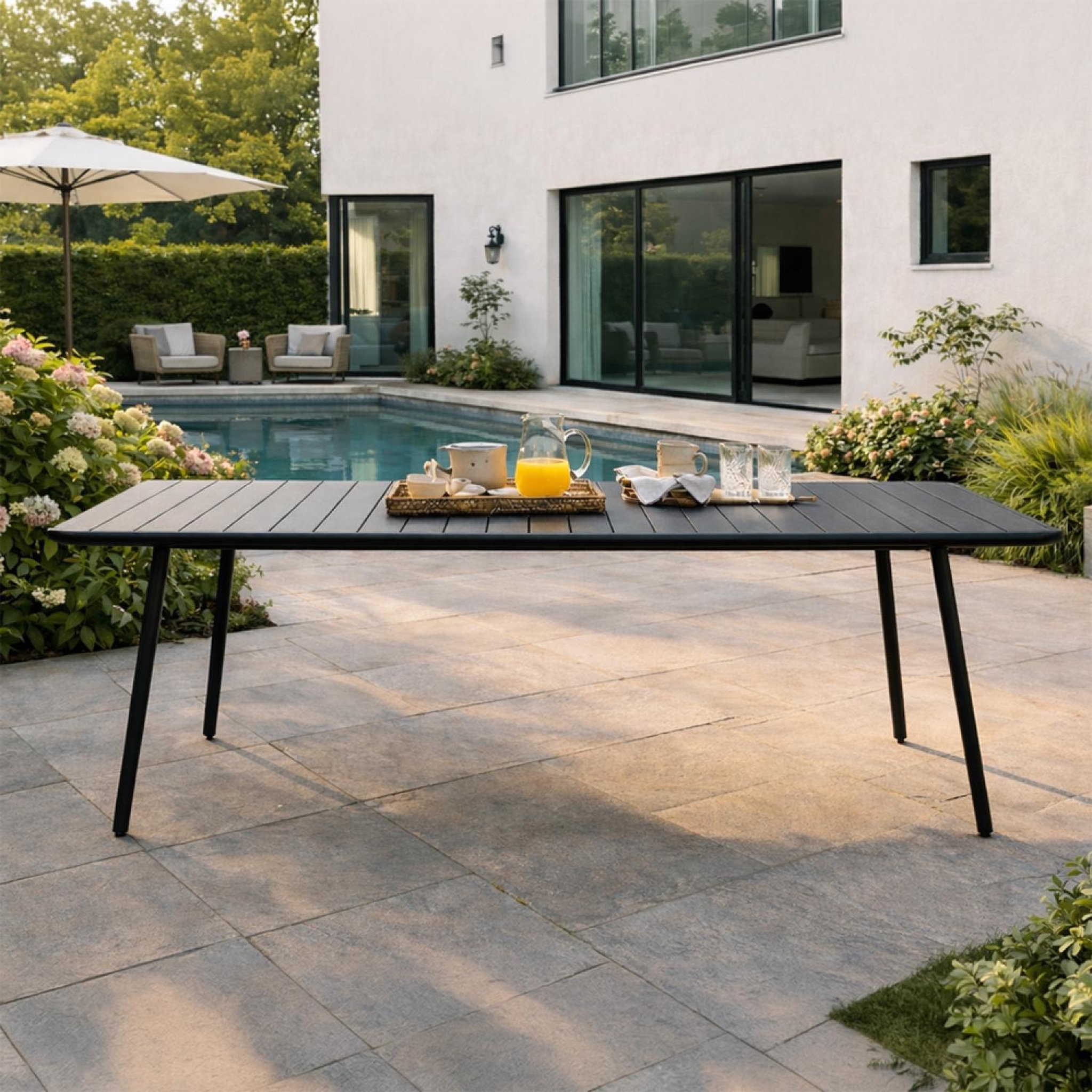 Voir la diapositive 4 : CONCEPT USINE Table de jardin 10-12 places 234cm gris foncé bergame