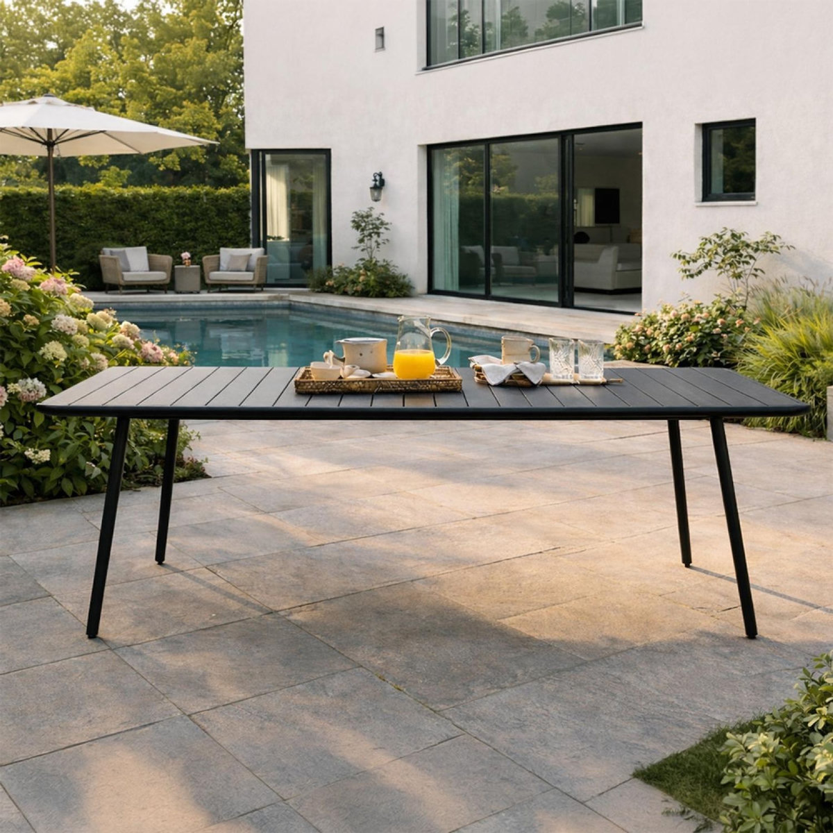 CONCEPT USINE Table de jardin 10-12 places 234cm gris foncé BERGAME