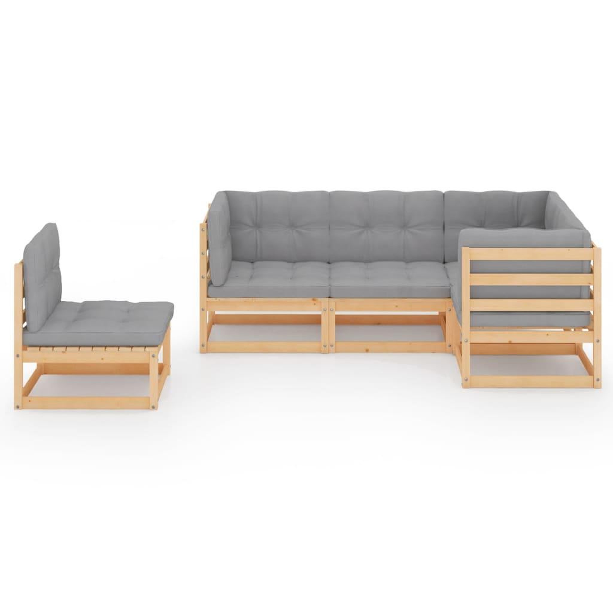 Voir la diapositive 3 : VIDAXL Salon de jardin 5 pcs avec coussins Bois de pin massif