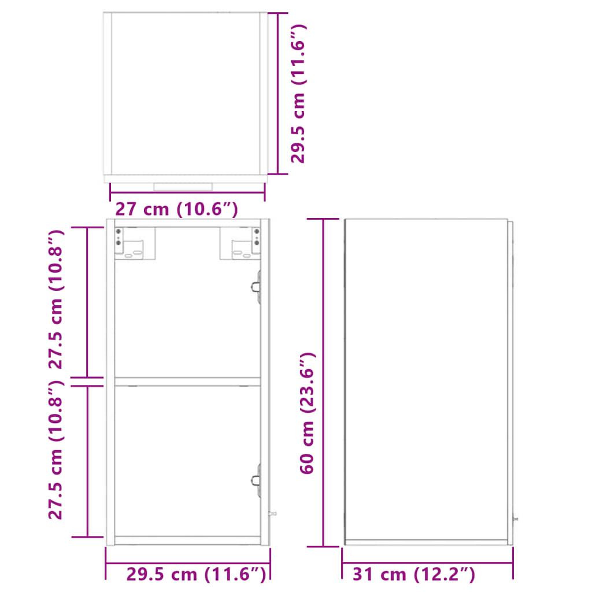 Voir la diapositive 6 : VIDAXL Armoire suspendue Chene sonoma 29,5x31x60 cm Bois d'ingenierie