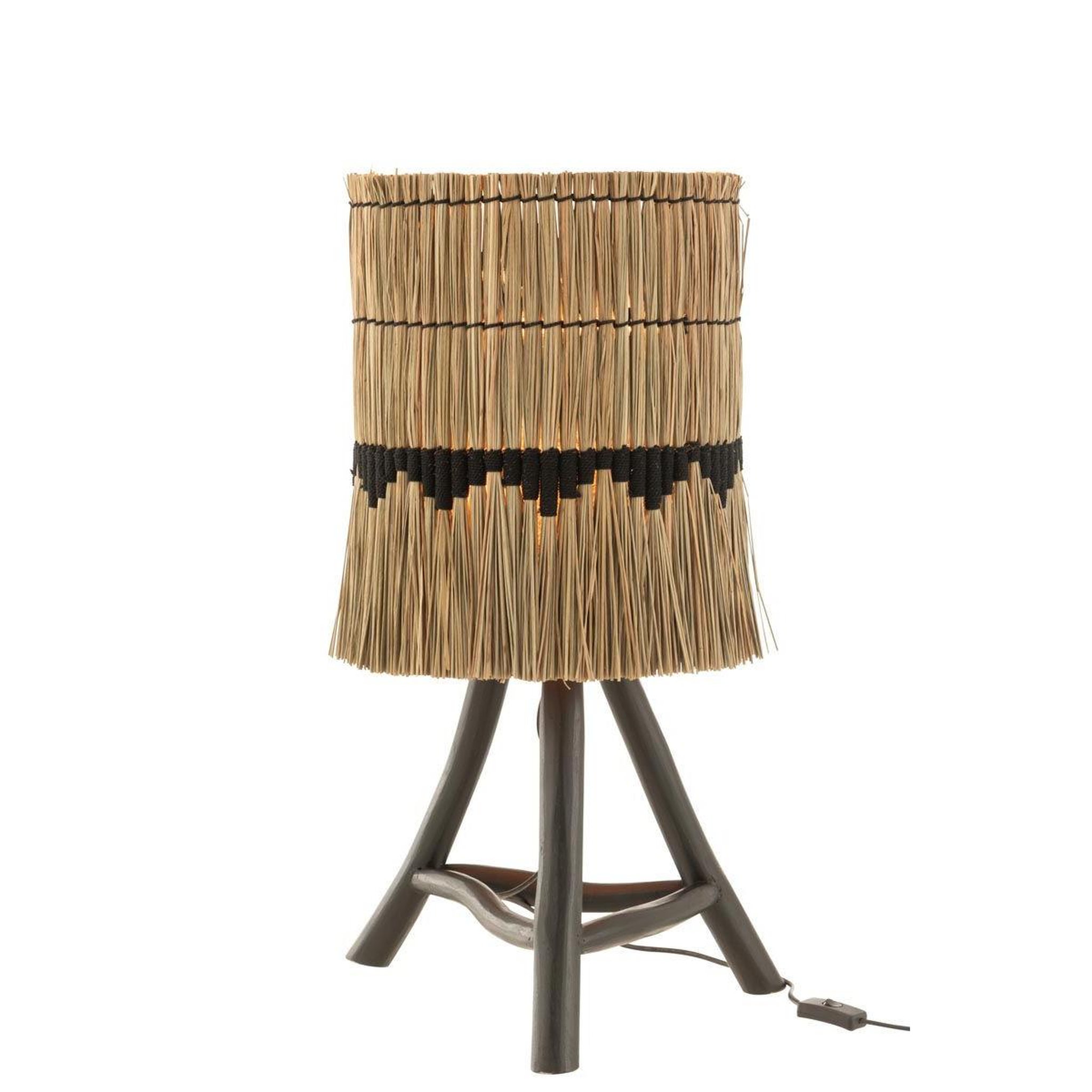 Voir la diapositive 3 : J-LINE Abat-jour déco  black lombok  42cm naturel