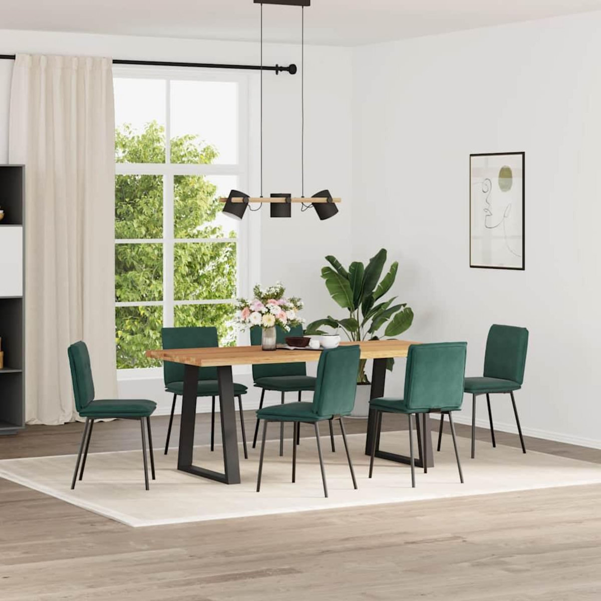 VIDAXL Chaises a manger lot de 6 vert fonce velours