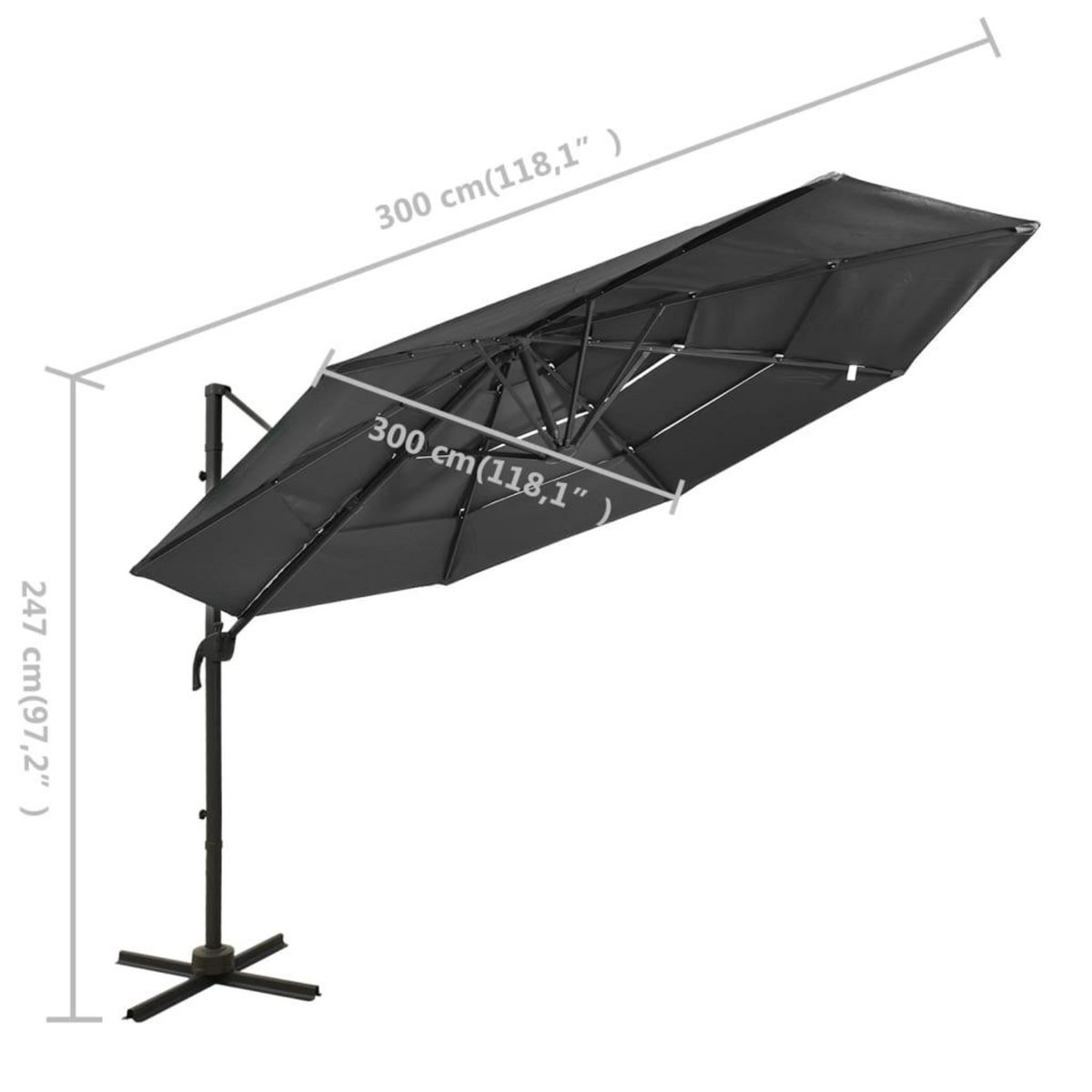 VIDAXL Parasol de jardin a 4 niveaux avec mat en aluminium anthracite