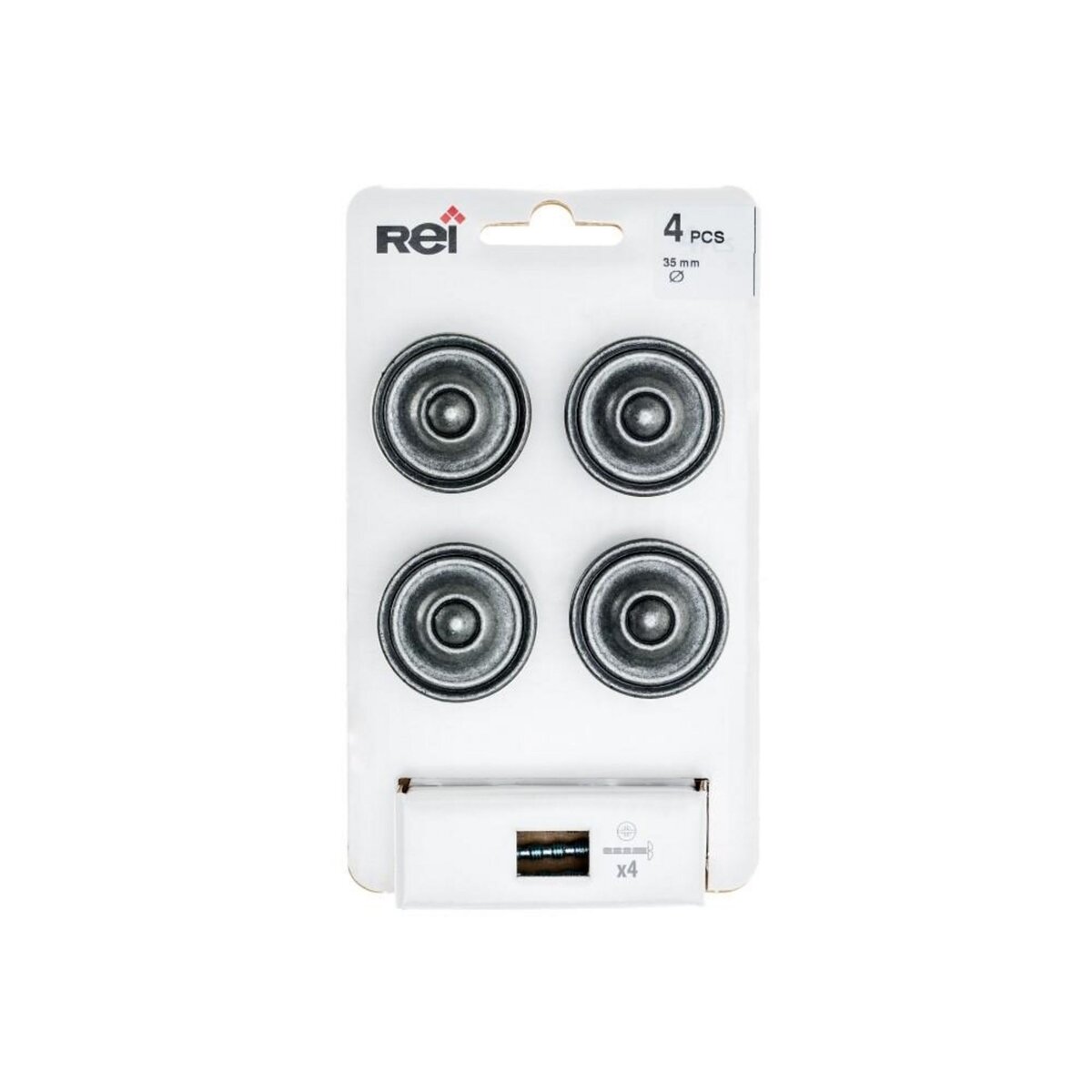 CENTRALE BRICO Lot de 4 boutons de meuble Rond zamak vieilli H.26 x l.35 x P.35 mm